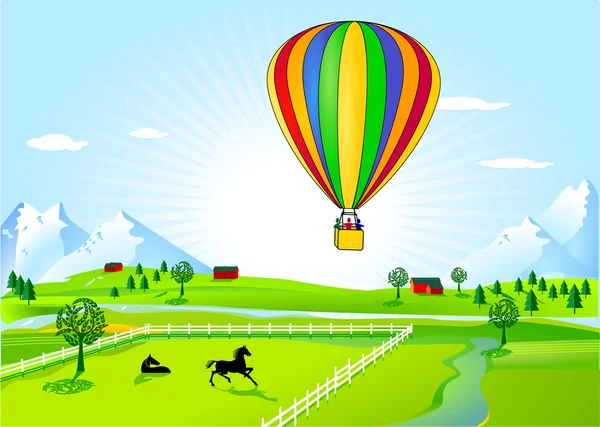 Horkovzdušný balón jízda — Stockový vektor
