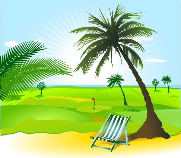 Open landschap met palmboom — Stockvector