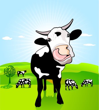 Cow with loose tongue clipart