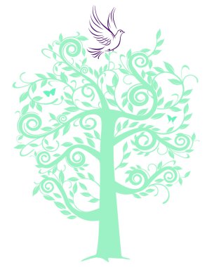 Dove with tree clipart