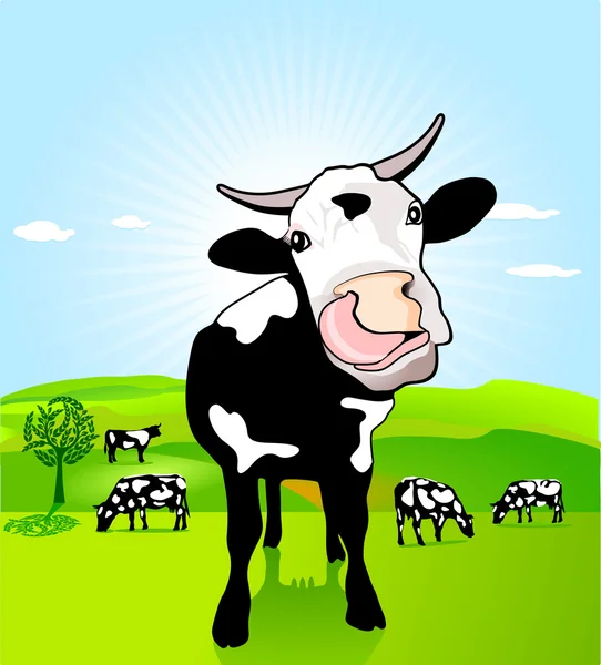 Cow with loose tongue — Stock Vector