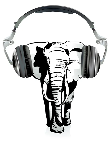 Ελέφαντας με headse — Διανυσματικό Αρχείο