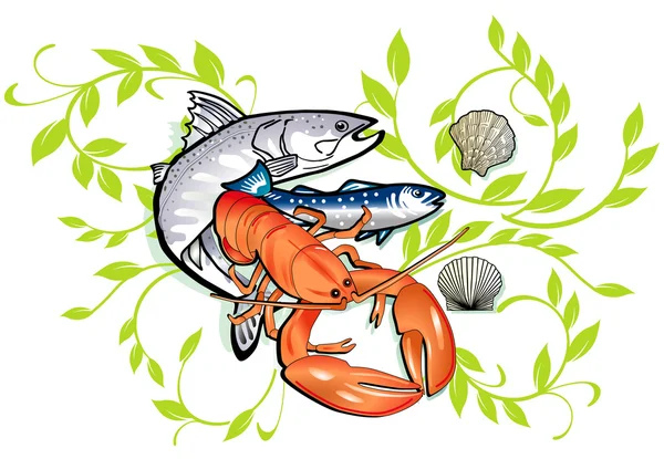 Cozinha de frutos do mar —  Vetores de Stock
