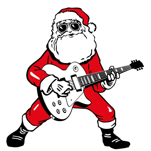 Papai Noel com guitarra elétrica —  Vetores de Stock