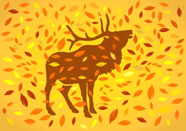 Deer at autumnal — Stock Vector