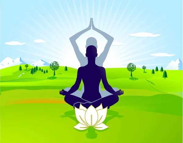Yoga utomhus fritid — Stock vektor