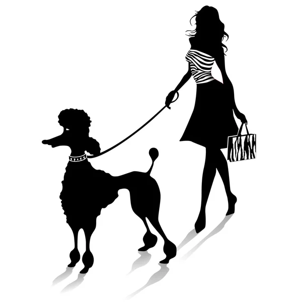 Poodle and female — Stock Vector