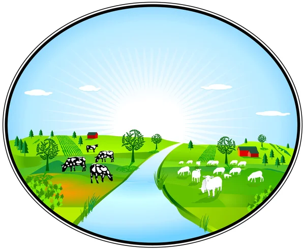 Jordbruk panorama — Stock vektor
