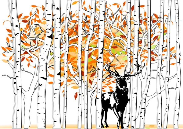 Deer at deep forest — Stock Vector