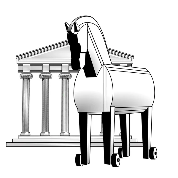 Truva atı ve Akropolis — Stok Vektör