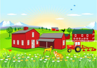 Farm with Dog and Cat clipart