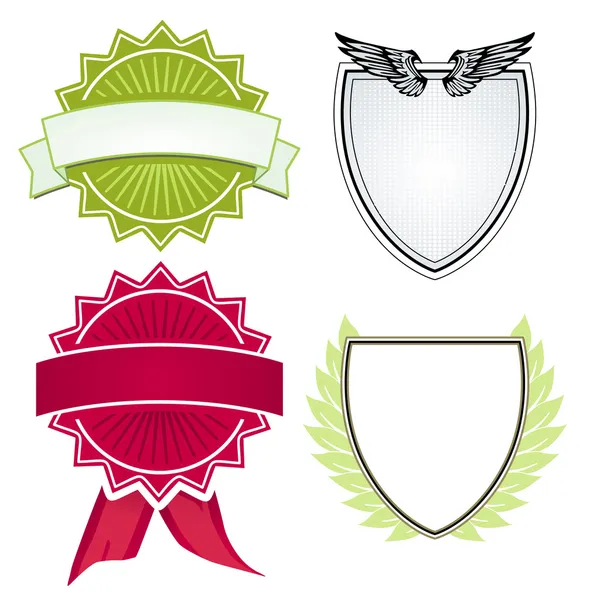 Various shields and crests — Stock Vector