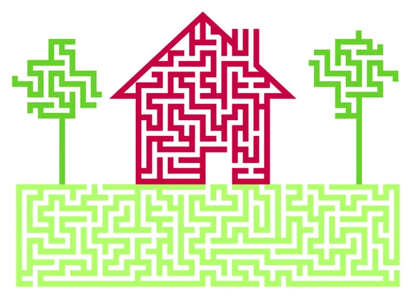 Residencieel huis labyrint — Stockvector