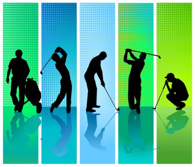 Five golf player clipart