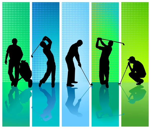 Cinq Joueurs Golf — Image vectorielle
