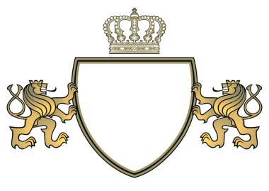 Coat of arms with lions and crown clipart