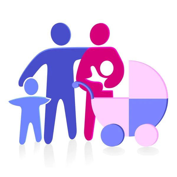Familie Mit Kinderwagen — Stockvektor