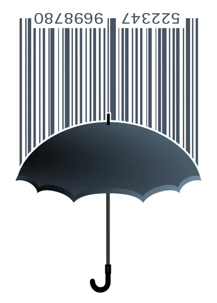 Étiquette Code Barres Avec Parapluie — Image vectorielle