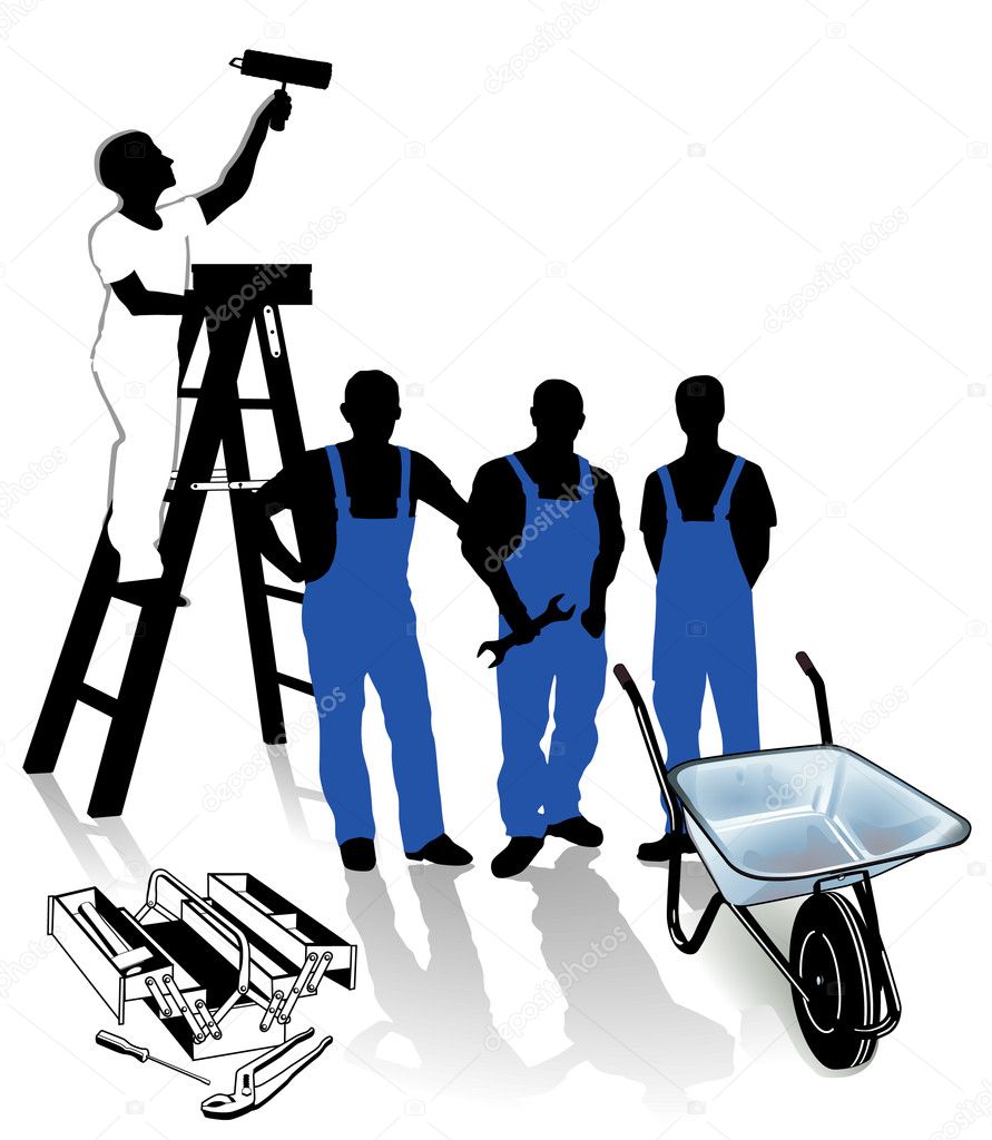 Builder, painter and bluecollar worker ⬇ Vector Image by © scusi09