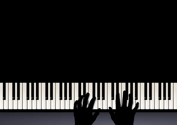Klavierspiel, zwei Hände musizieren — Stockvektor