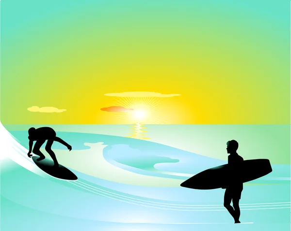 Dalga-board, surf ride — Stok Vektör