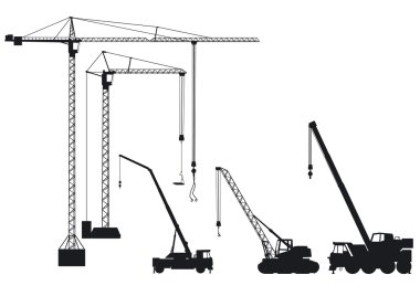 Truck-mounted crane and tower crane clipart