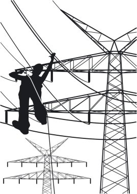 Electrical tower constructions works clipart