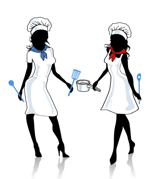 Dvě ženské cook — Stockový vektor