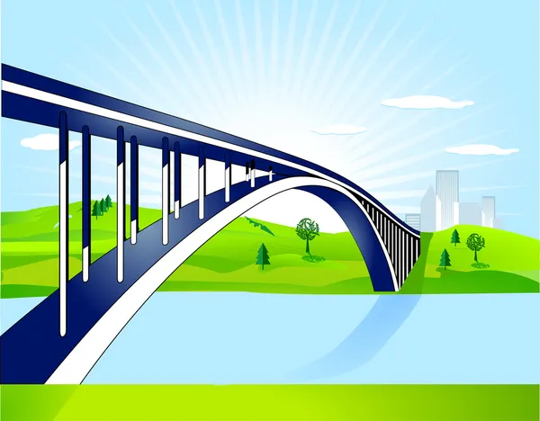 Мост через воду — стоковый вектор