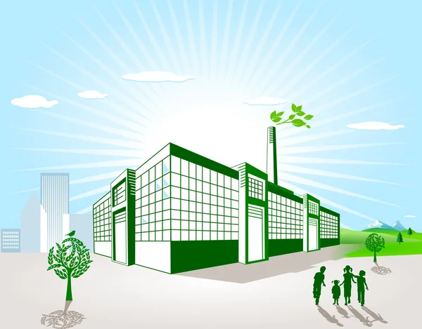 Grön fabrik — Stock vektor