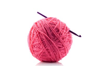 Pink yarn and crotchet hook clipart