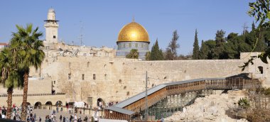 The Western Wall - the platform that Herod built atop the Temple Mount and Dome of the Rock and a bridge to recovery clipart