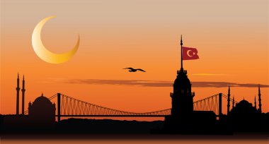 Silhouette of Istanbul at sunset clipart