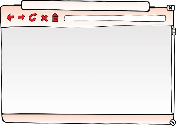 Prázdné Okno Prohlížeče Internetu Ručně Kreslená Vektorová Ilustrace — Stockový vektor