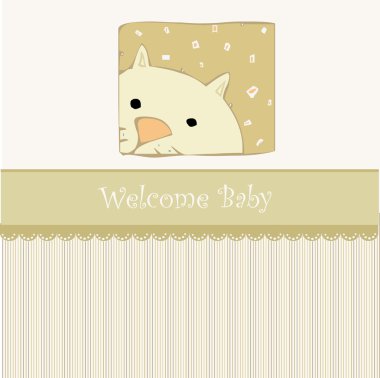 Birth card announcement with cat clipart