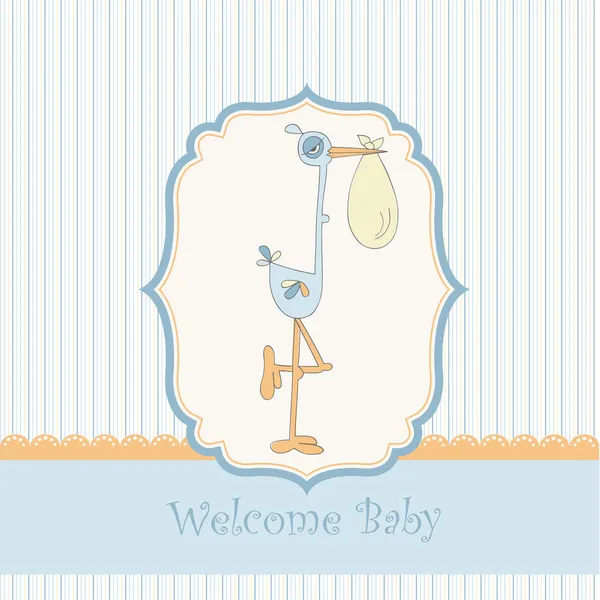 Κάρτα Καλώς μωρών με stork — Διανυσματικό Αρχείο