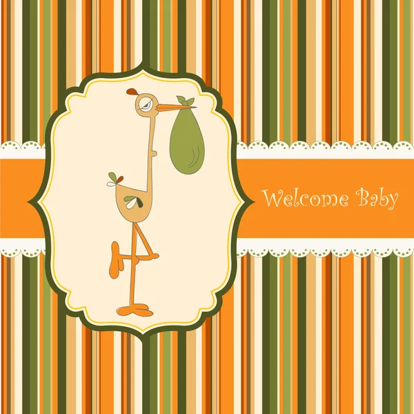 Приветствуем младенца с аистом — стоковый вектор