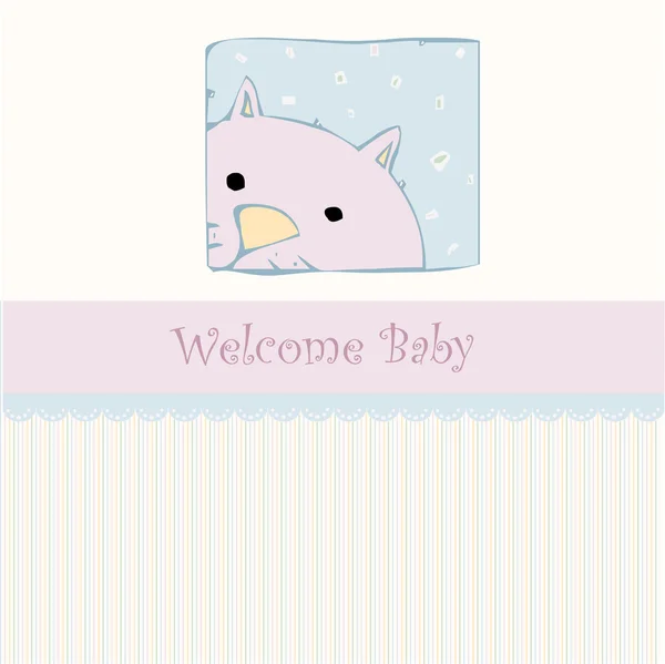 Anúncio de cartão de nascimento com gato —  Vetores de Stock