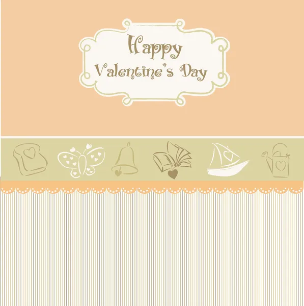 Szüreti Valentin-napi üdvözlőkártya — Stock Vector