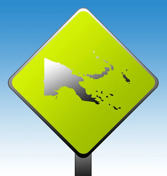 Papa Nova Guiné sinal de estrada — Fotografia de Stock