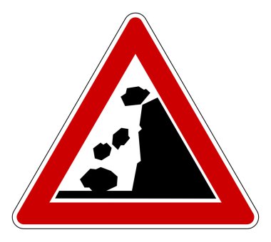 Falling rocks road sign clipart