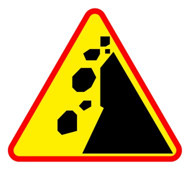 Landslide road warning sign clipart