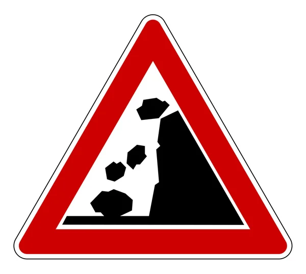 Steinschlag Straßenschild — Stockfoto