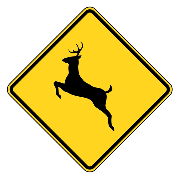 경고의 신호를 건너 사슴 — 스톡 사진