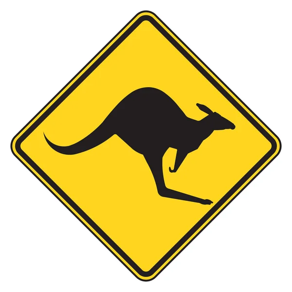 Предупреждающий знак кенгуру — стоковое фото