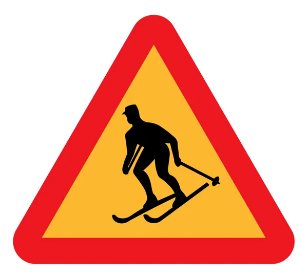 Señal de advertencia de esquí —  Fotos de Stock