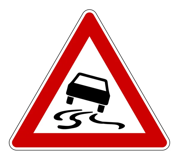 Slippery road sign — Stock Photo, Image