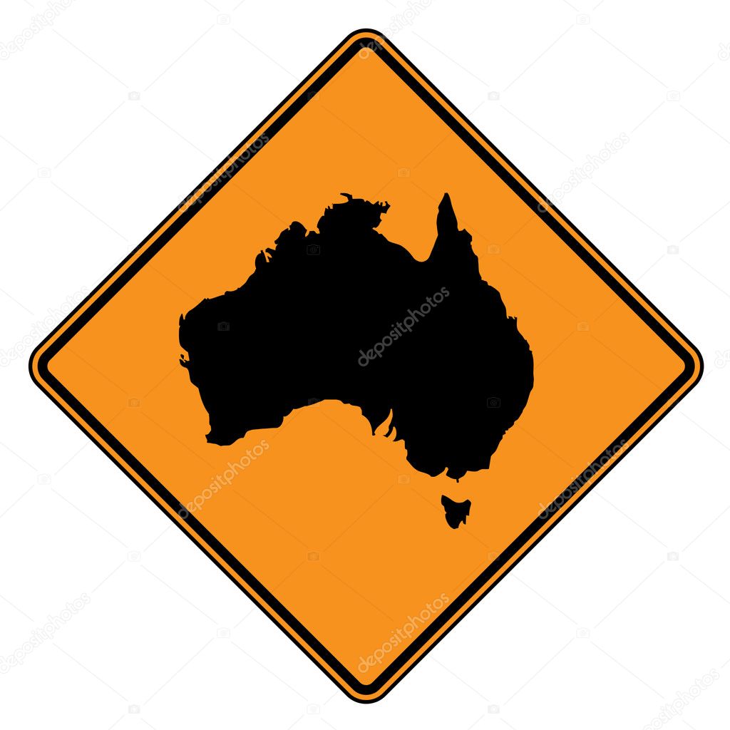 Australia map road sign