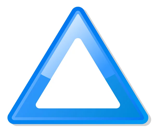 蓝色三角警示牌 — 图库照片