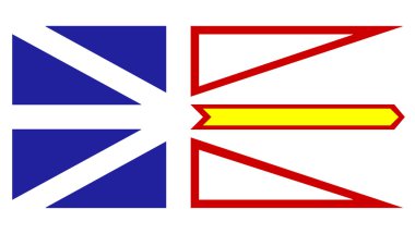 Illustration of Canadian state of Newfoundland and Labrador state flag, white background. clipart